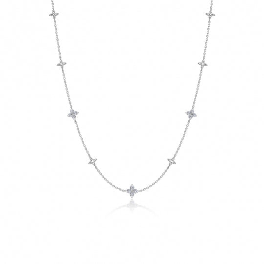 Sterling Silver CZ Station Necklace