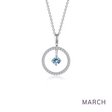 Sterling Silver Simulated Aquamarine Circle Pendant
