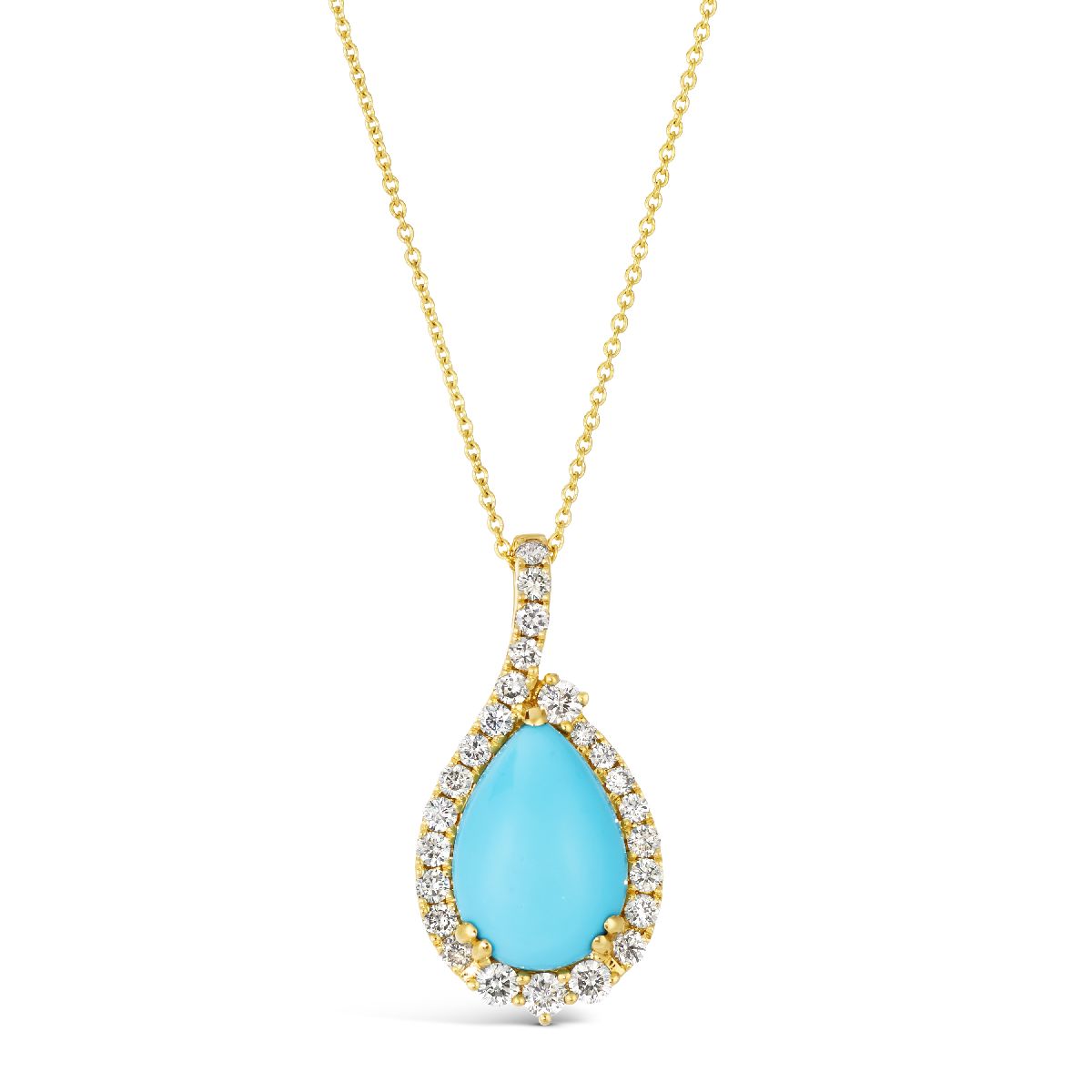 14K Yellow Gold Turquoise Halo Pendant