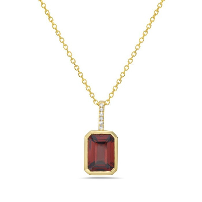 14K Yellow Gold Garnet Bezel Set Pendant