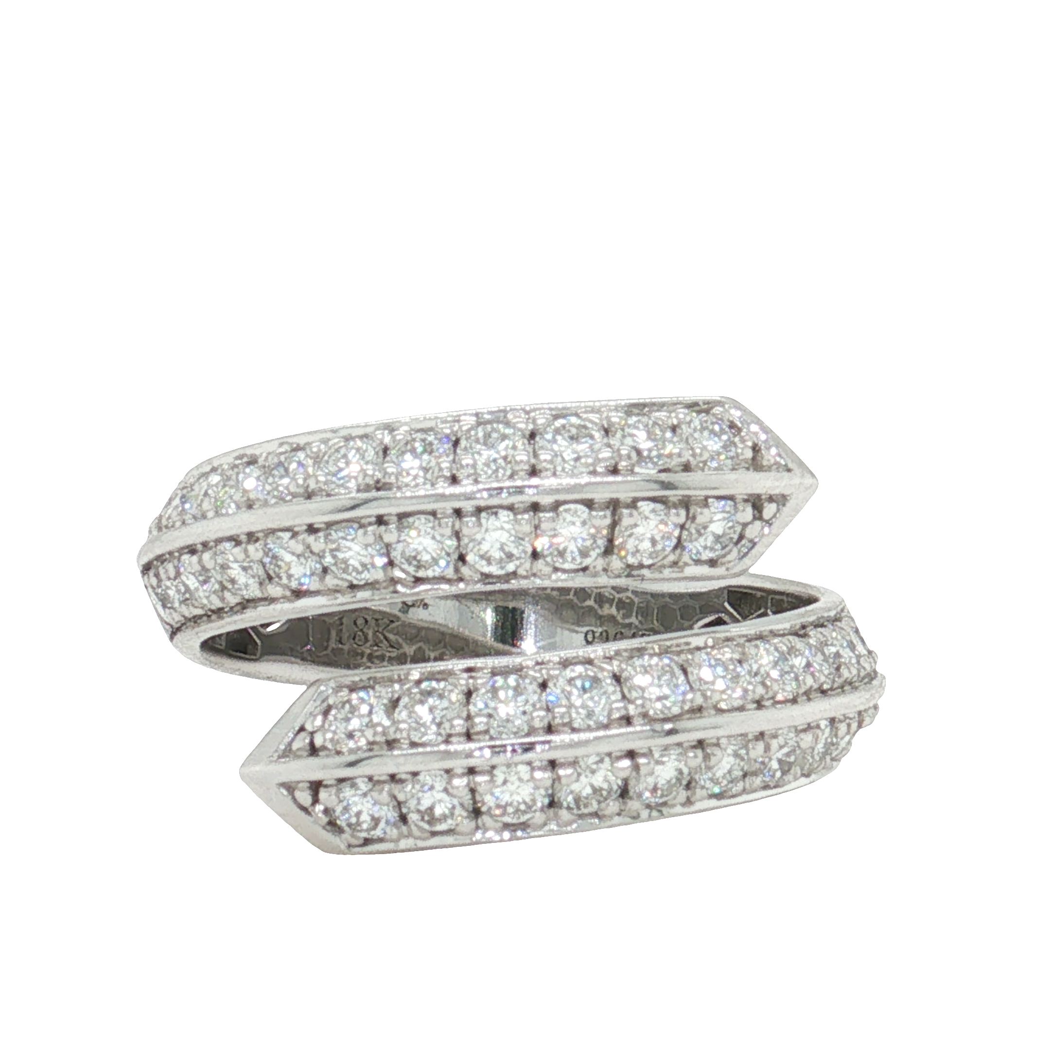 18K White Gold Diamond Bypass Ring