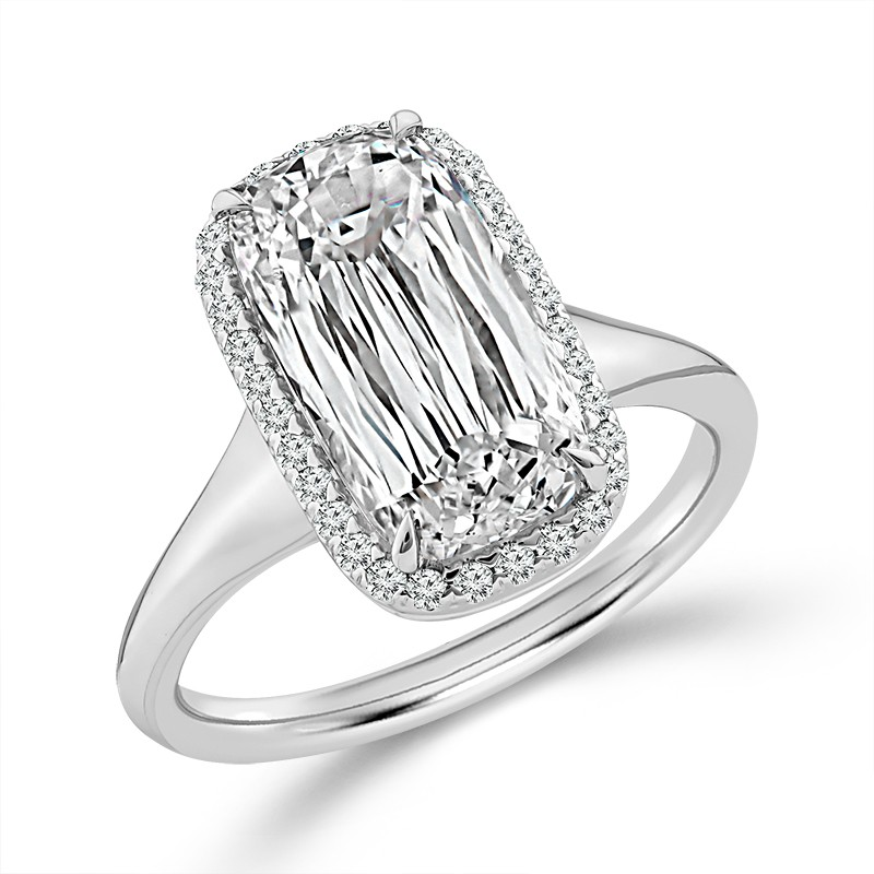 14K White Gold Lab Grown Diamond Halo Engagement Ring
