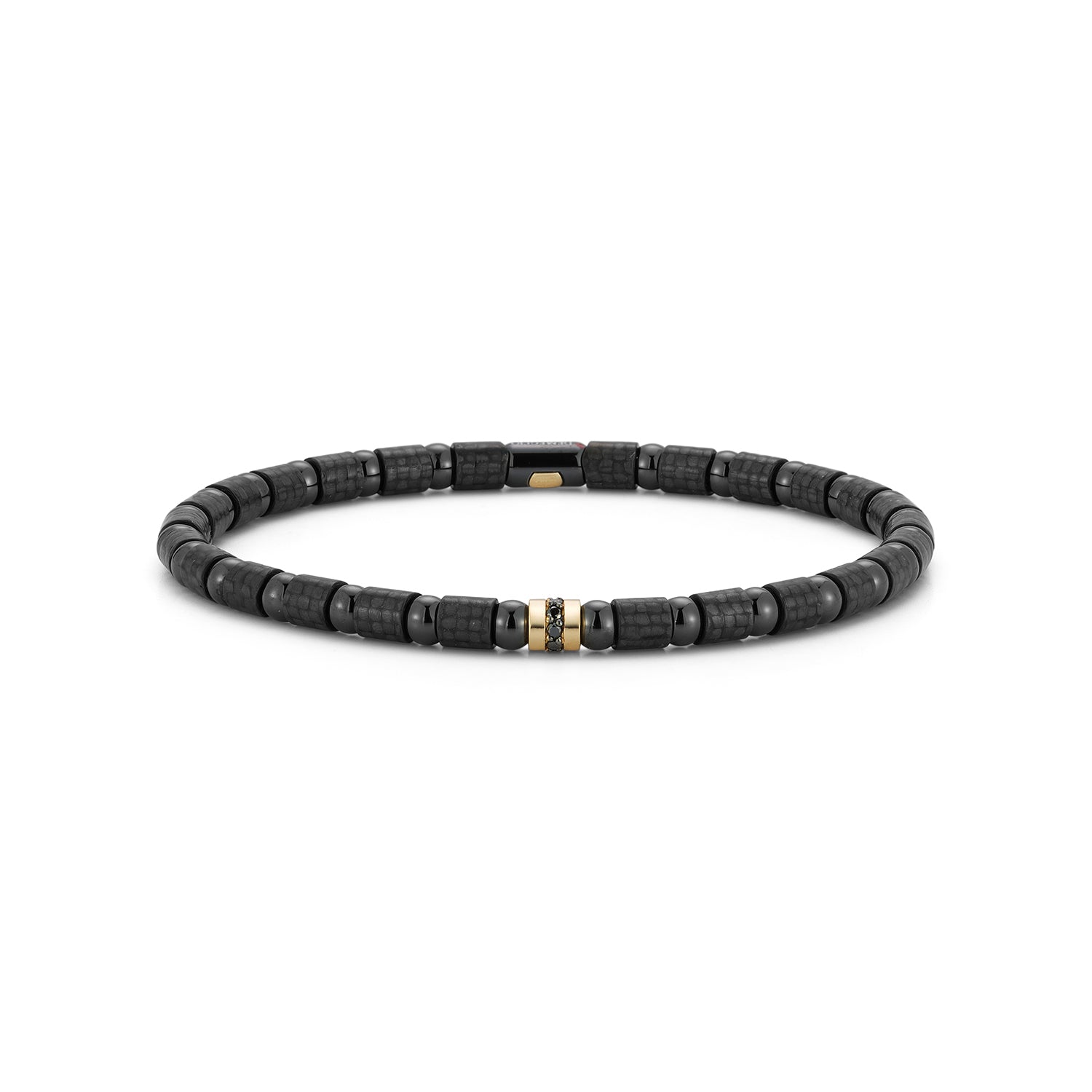 Men's Black Carbon Fiber Diamond Stretch Bracelet