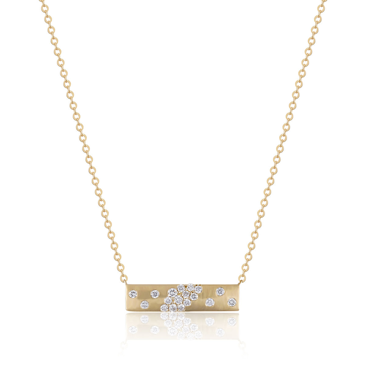 14K Yellow Gold Diamond Bar Necklace
