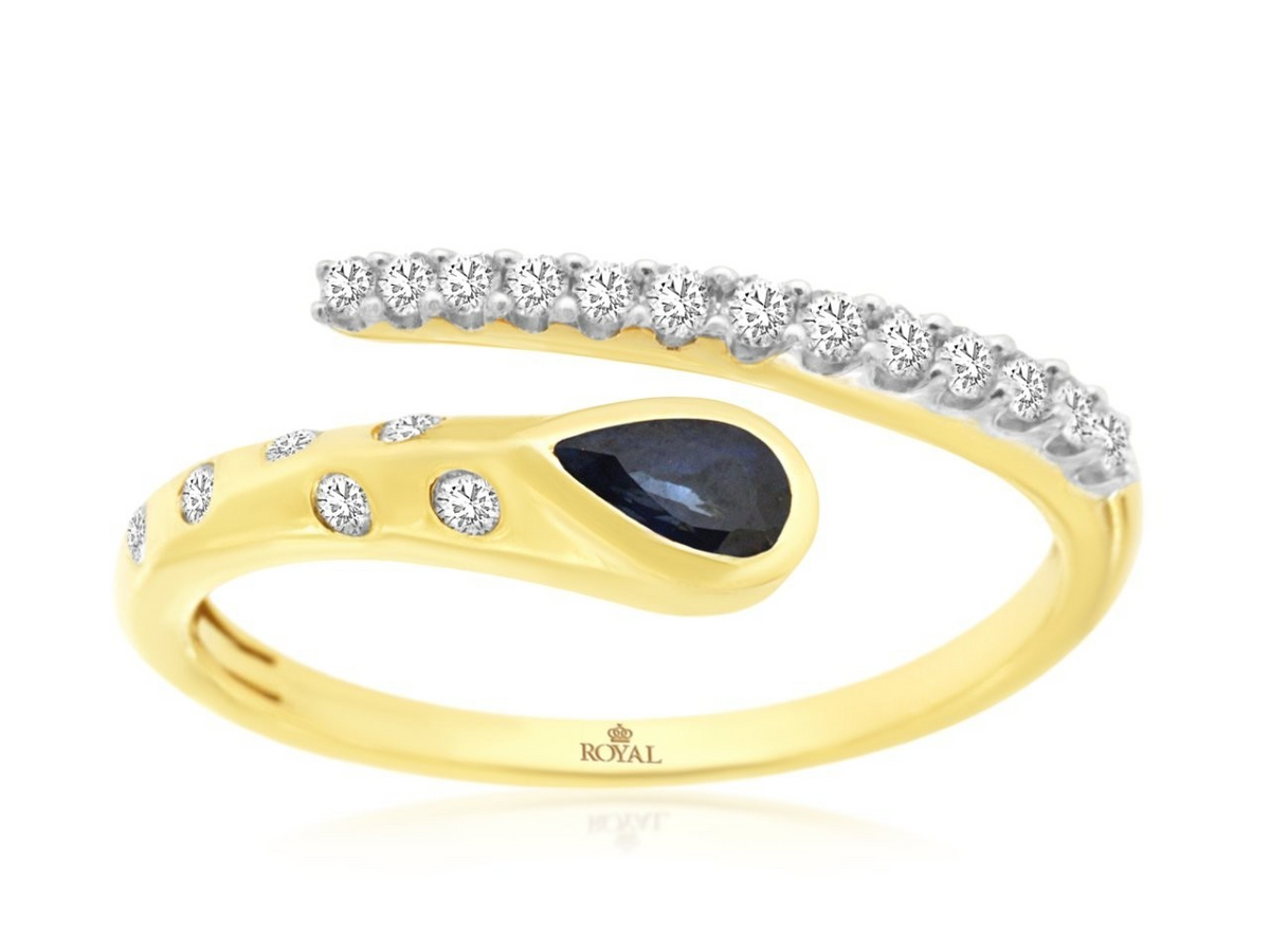 14K Yellow Gold Sapphire Contemporary Ring
