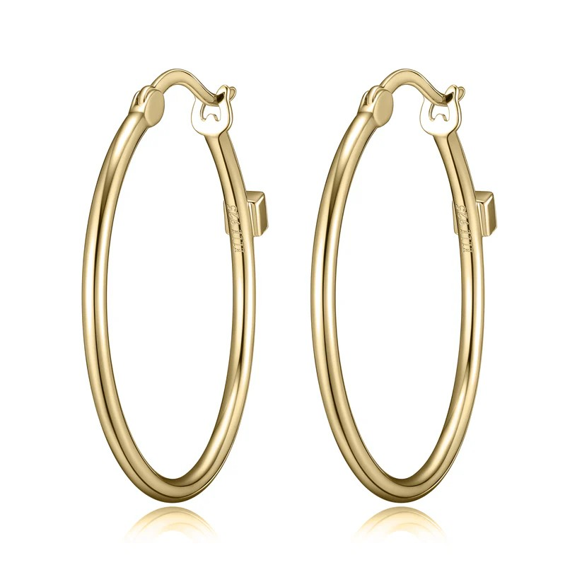 Sterling Silver Yellow Gold Plated Hoop Earrings