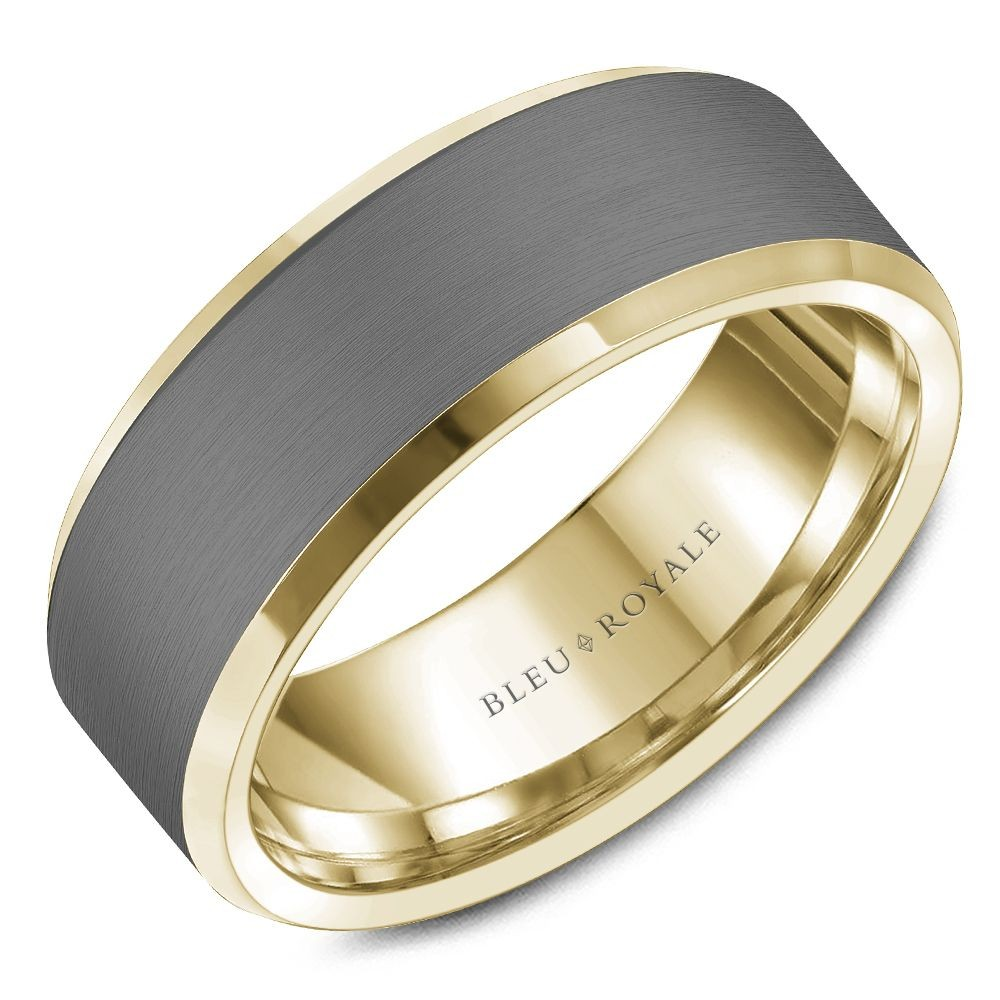Men's 14K Two Tone Sandpaper 8mm Band