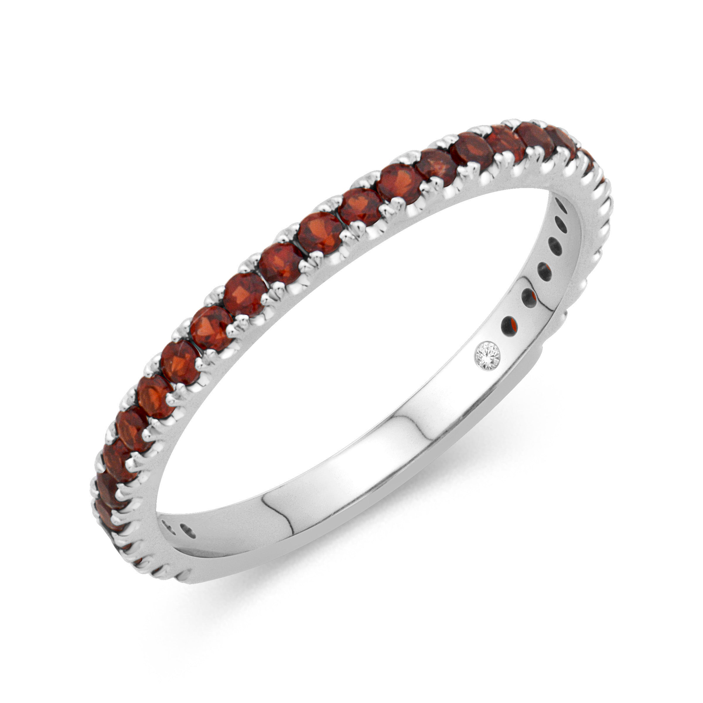 14K White Gold Garnet Stackable Ring
