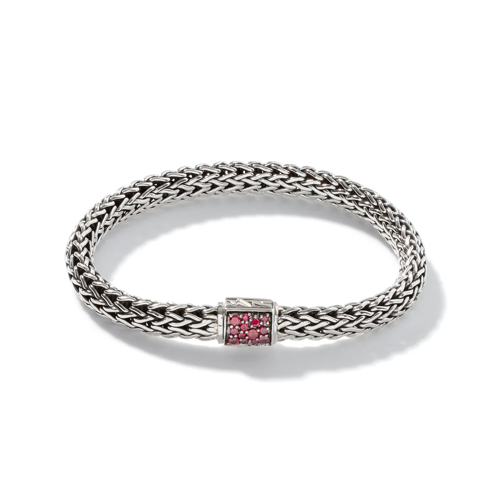 Sterling Silver Ruby Chain Bracelet