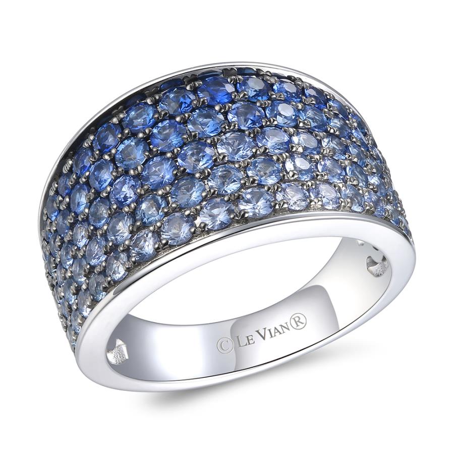 14K White Gold Sapphire Contemporary Ring