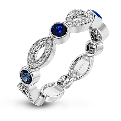 14K White Gold Sapphire Stackable Ring