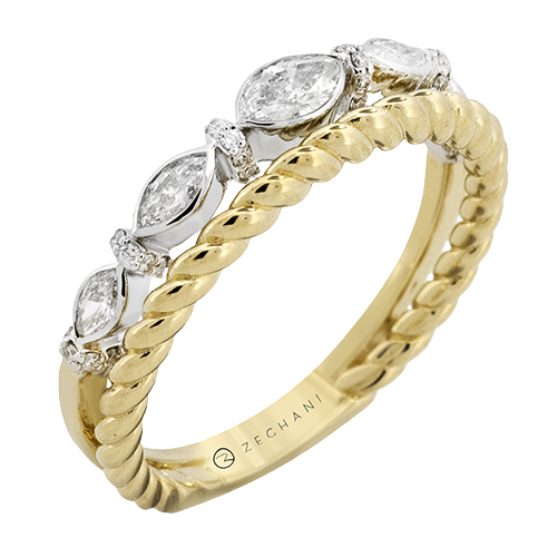 14K Two Tone Diamond Stackable Ring