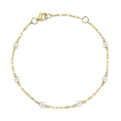 Women's 14K Yellow Gold Pearl Fancy Link Bracelet
