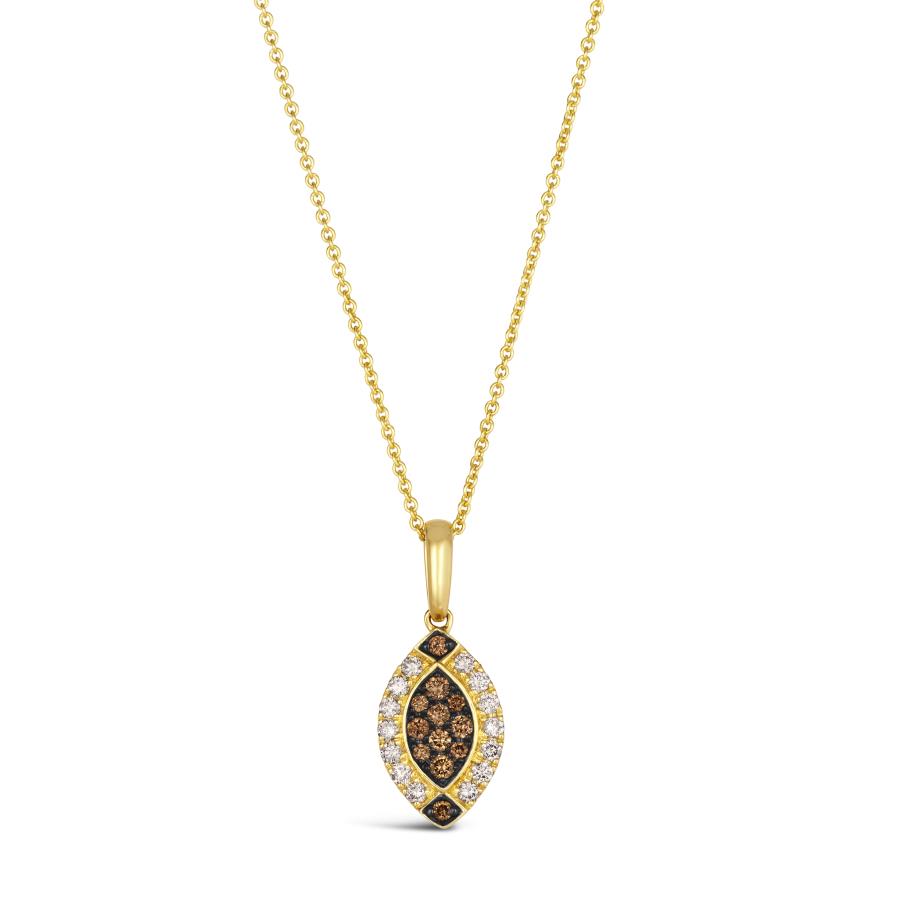 14K Yellow Gold Diamond Cluster Pendant