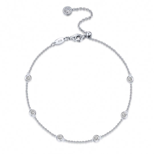 Sterling Silver CZ Station Bracelet