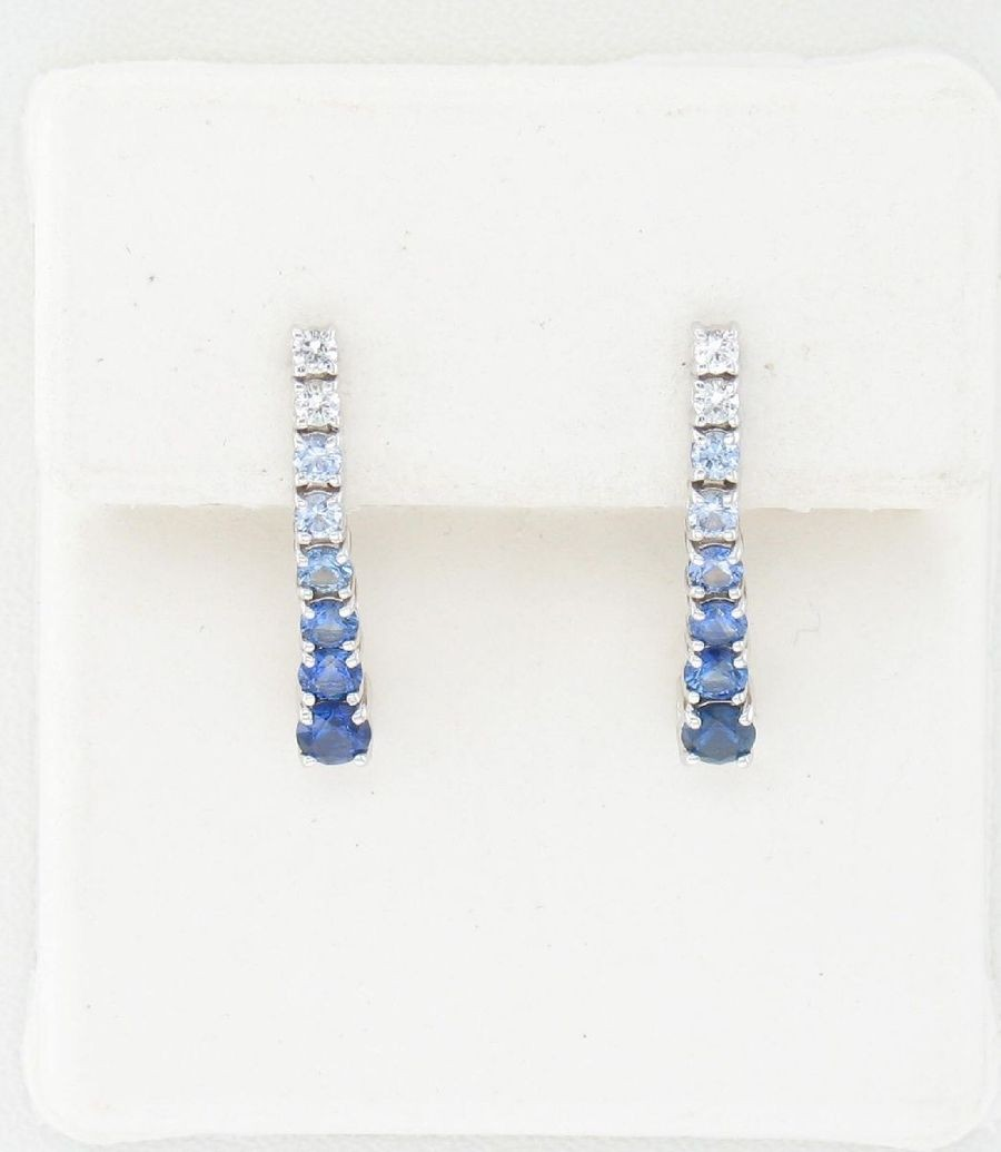 14K White Gold Sapphire Drop Earrings