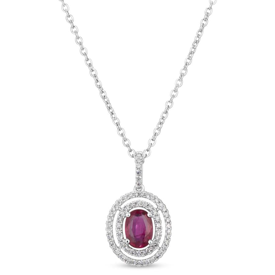 Platinum Ruby Halo Pendant