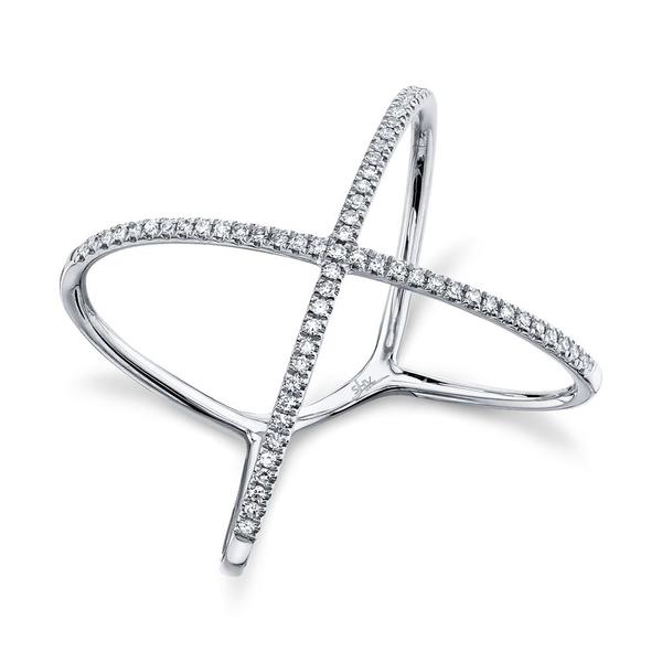 14K White Gold Diamond X Ring
