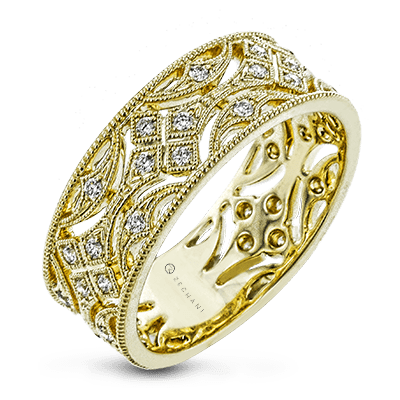 14K Yellow Gold Diamond Wide Band