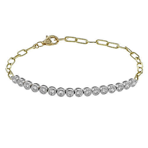 Women's 18K Two Tone Diamond Cable Link Bracelet