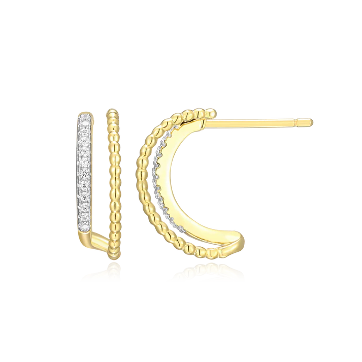 Sterling Silver Yellow Gold Plated Lab Grown Diamond Hoop Earrings