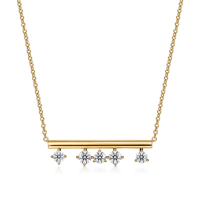 18K Yellow Gold Diamond Bar Necklace