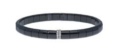 Women's Black Ceramic Diamond Stretch Bracelet