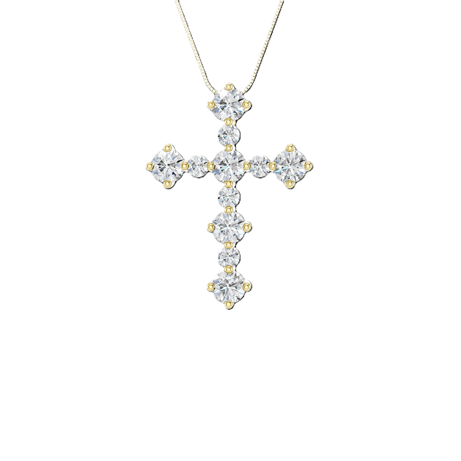 14K Yellow Gold Lab Grown Diamond Cross Pendant