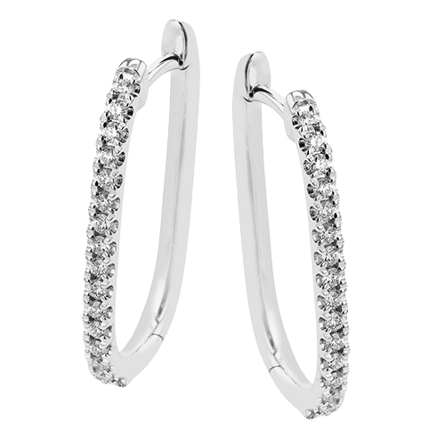 18K White Gold Diamond Hoop Earrings