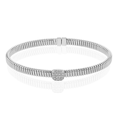 Ladies 18K White Gold Diamond Bangle Bracelet