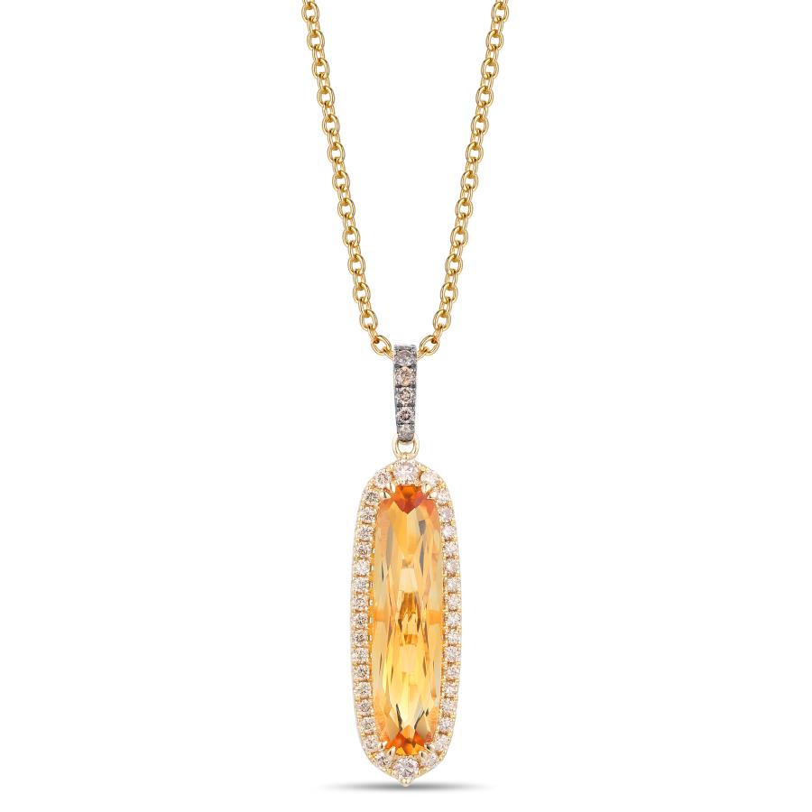 14K Yellow Gold Citrine Halo Pendant