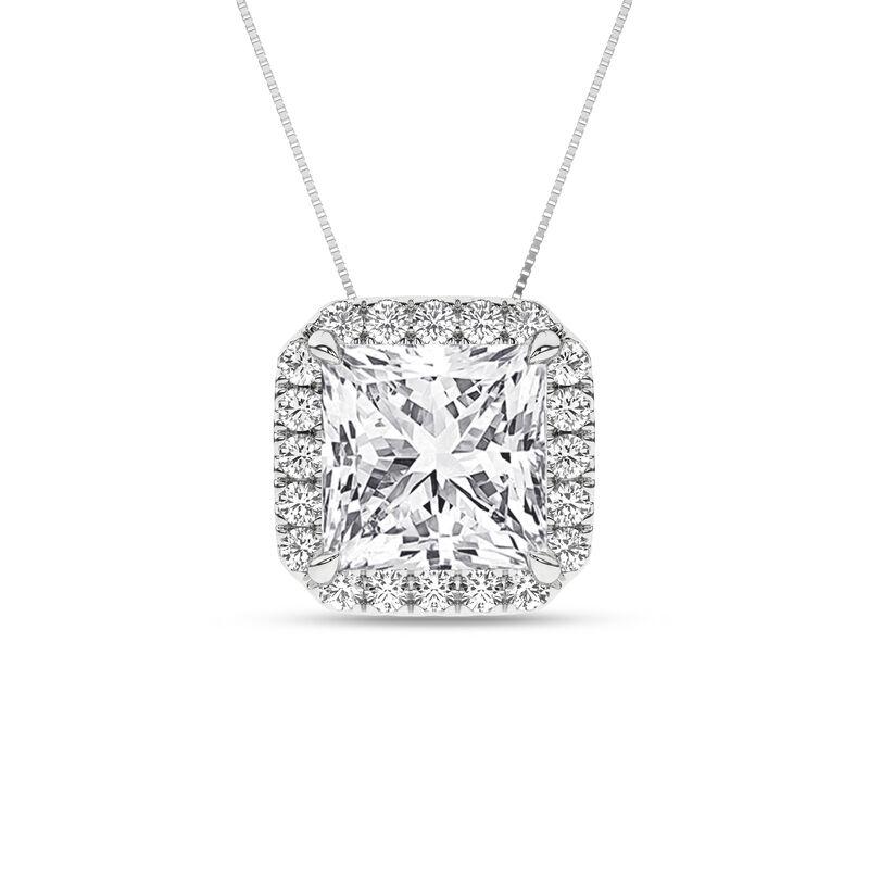 14K White Gold Lab Grown Diamond Halo Pendant