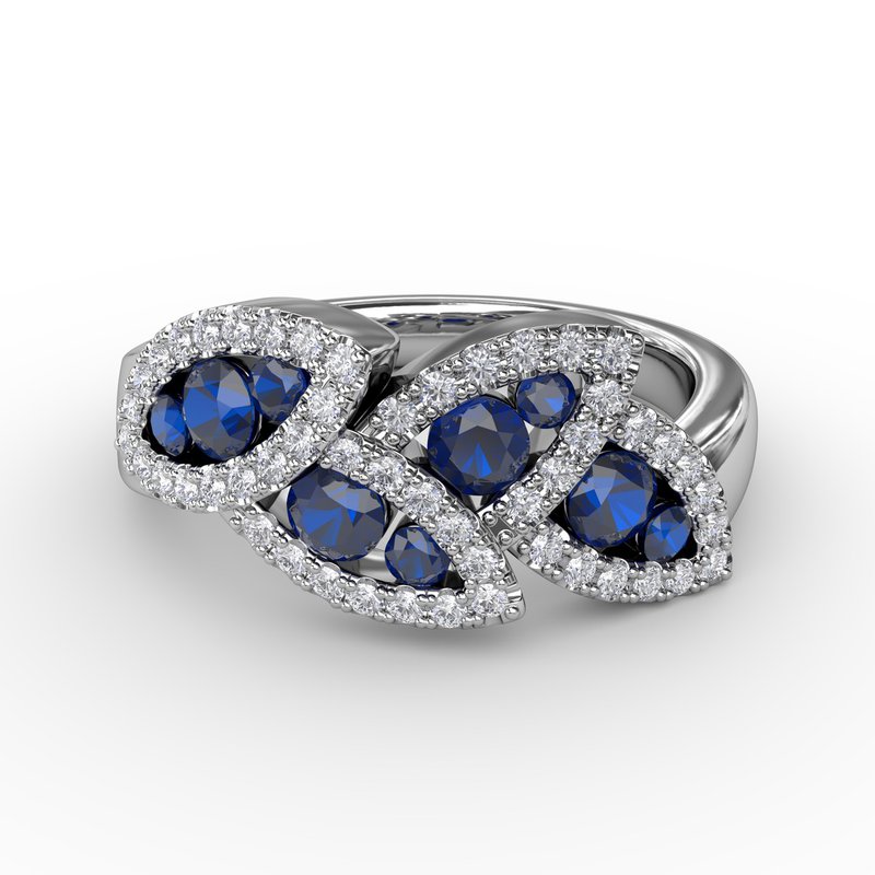 14K White Gold Sapphire Contemporary Ring