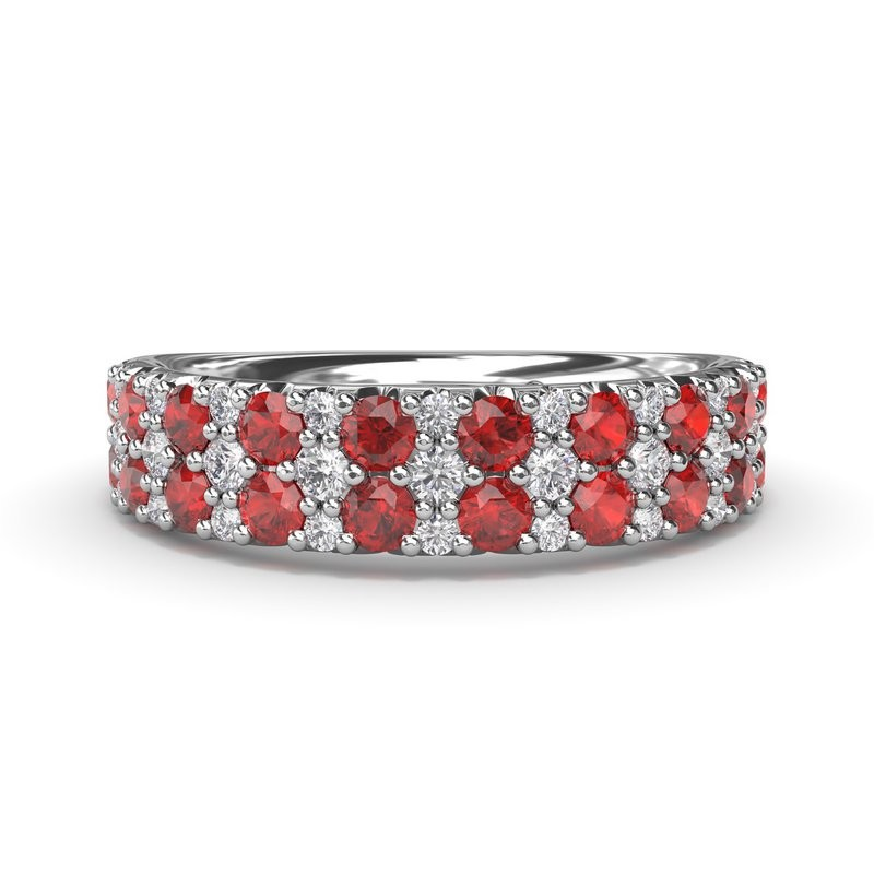 Women's 14K White Gold Ruby Band