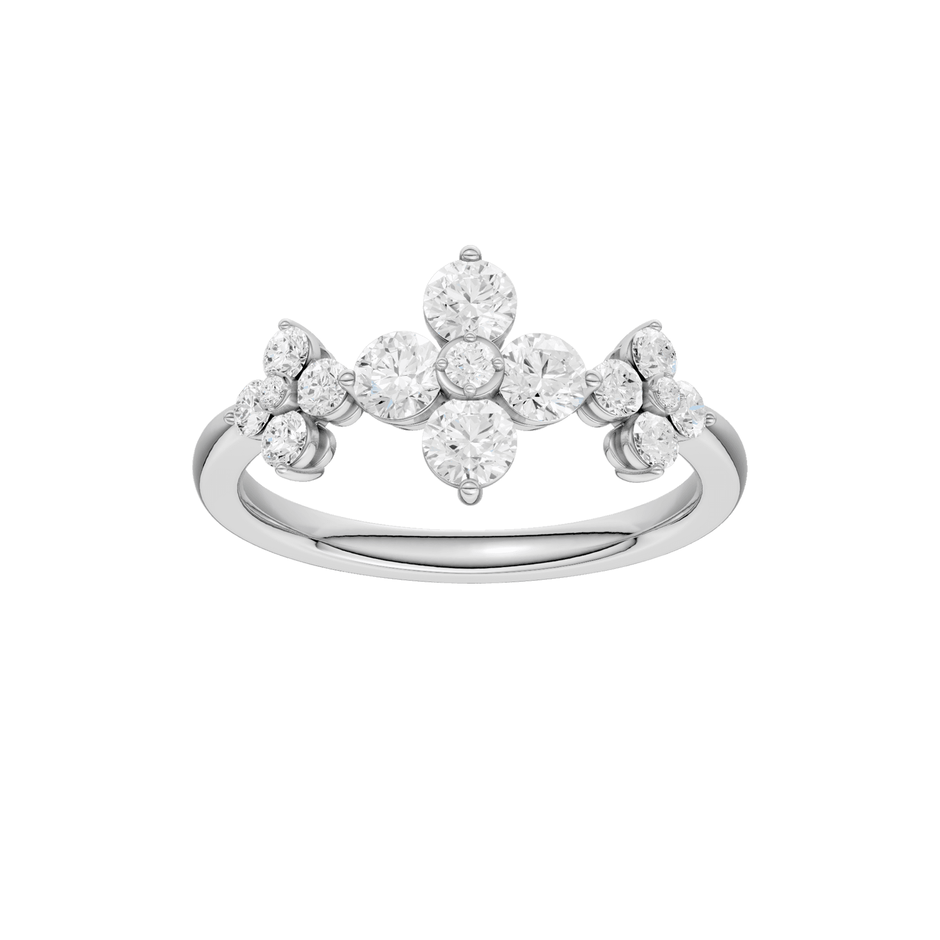 14K White Gold Lab Grown Diamond Flower Ring