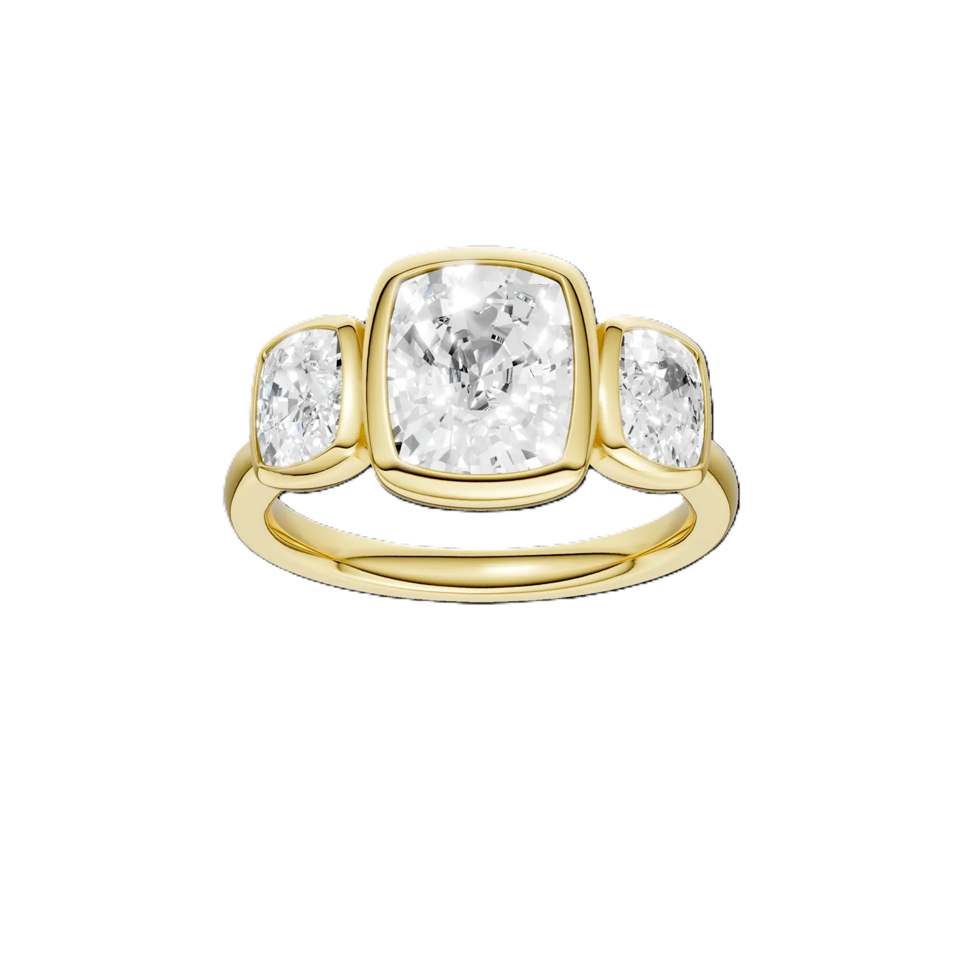 14K Yellow Gold Lab Grown Diamond 3 Stone Engagement Ring