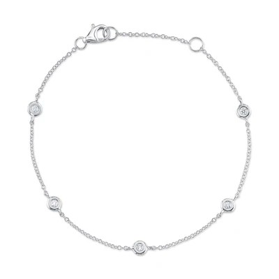 Women's 14K White Gold Diamond Cable Link Bracelet