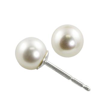 14K White Gold Pearl Stud Earrings