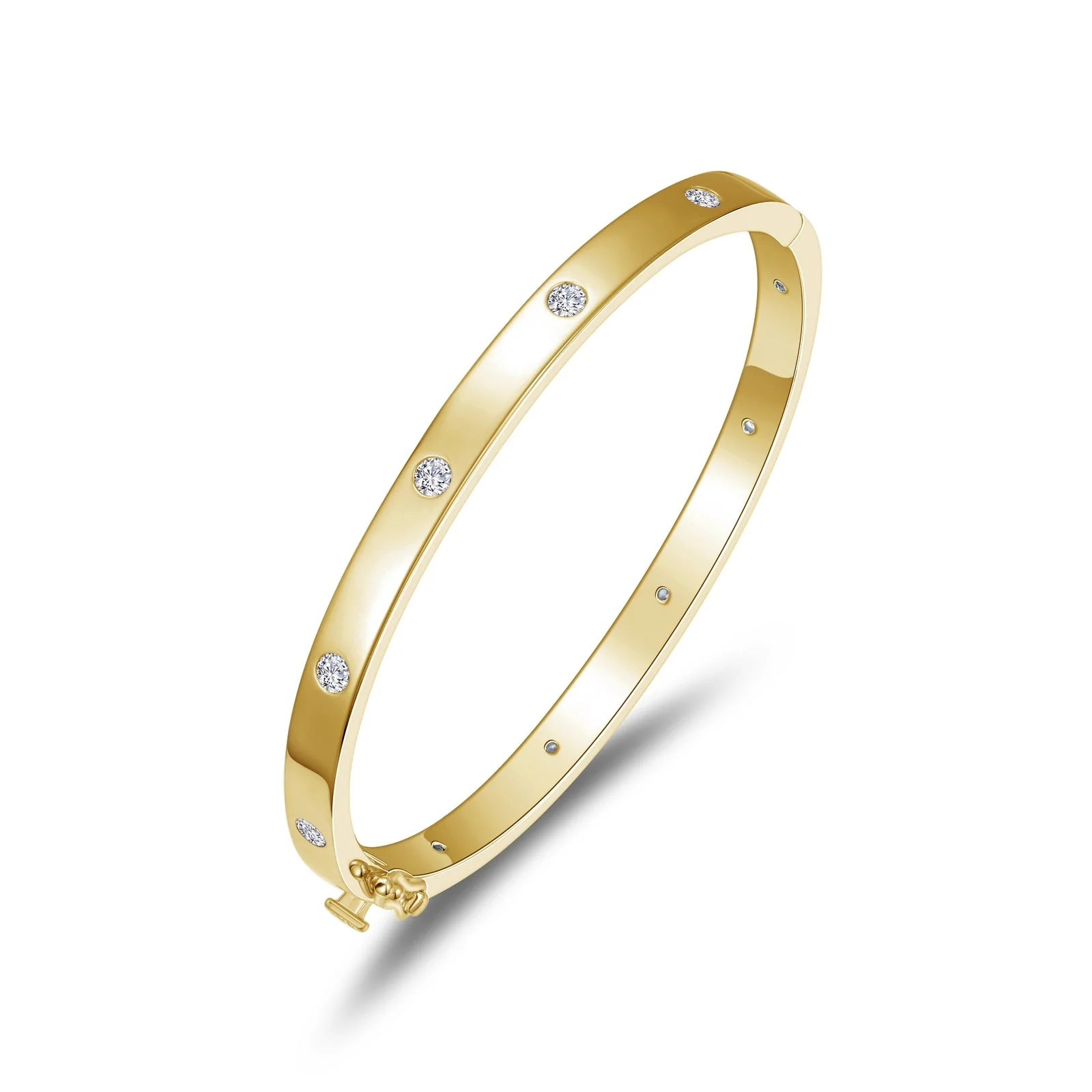 Women's Sterling Silver Yellow Gold Plated CZ Bangle Bracelet