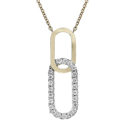 14K Two Tone Diamond Drop Pendant