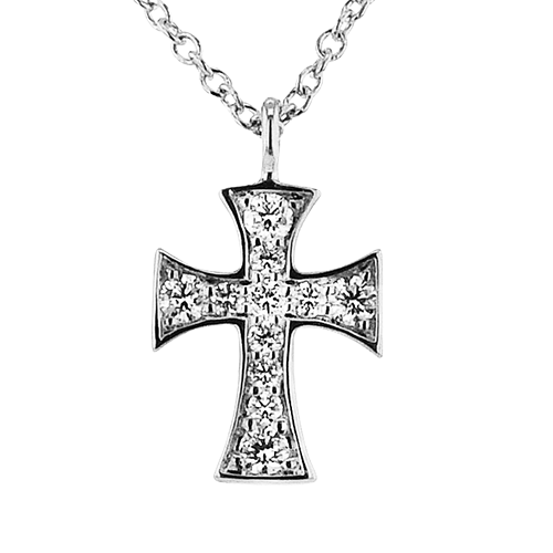 14K White Gold Diamond Cross Pendant