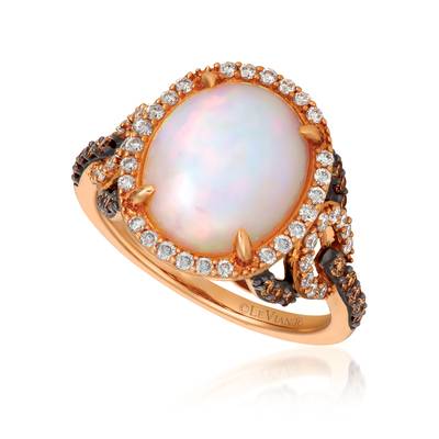 14K Rose Gold Opal Halo Ring