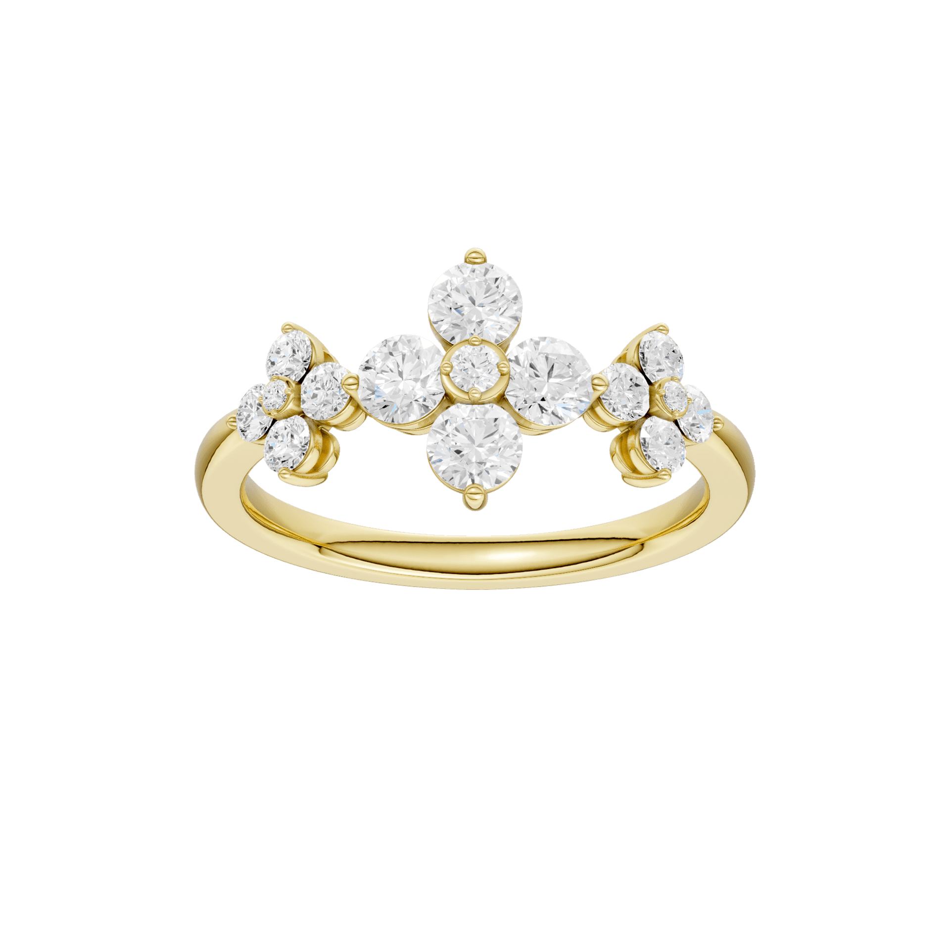 14K Yellow Gold Lab Grown Diamond Flower Ring