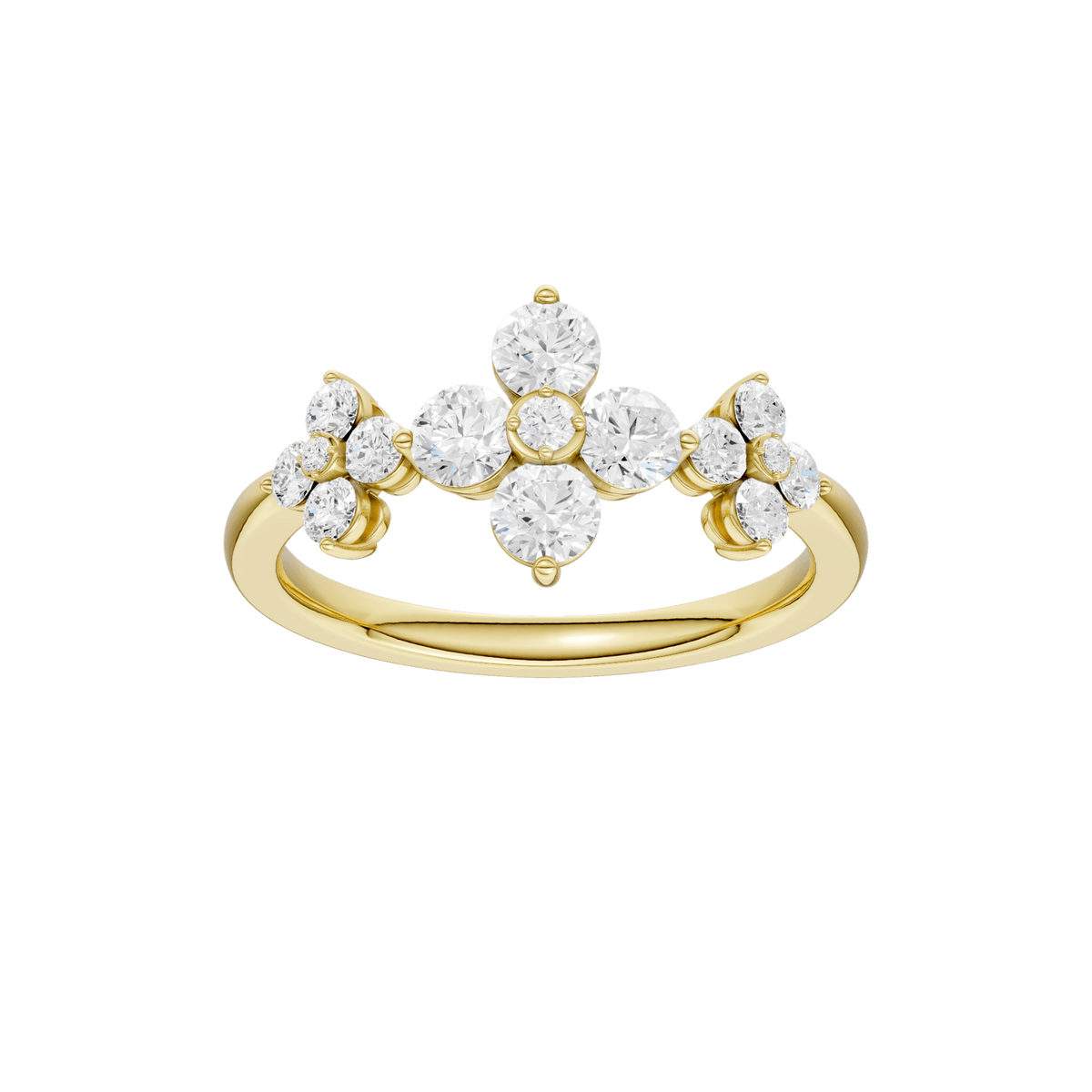 14K Yellow Gold Lab Grown Diamond Flower Ring
