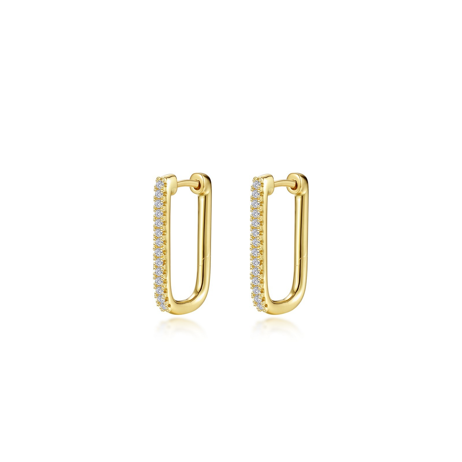 Sterling Silver Yellow Gold Plated CZ Hoop Earrings