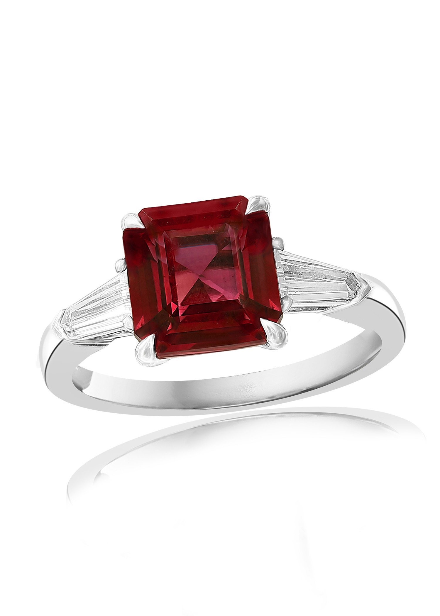 Platinum Ruby & Diamond 3 Stone Ring