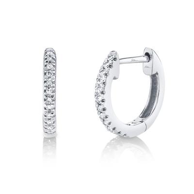14K White Gold Diamond Hoop Earrings