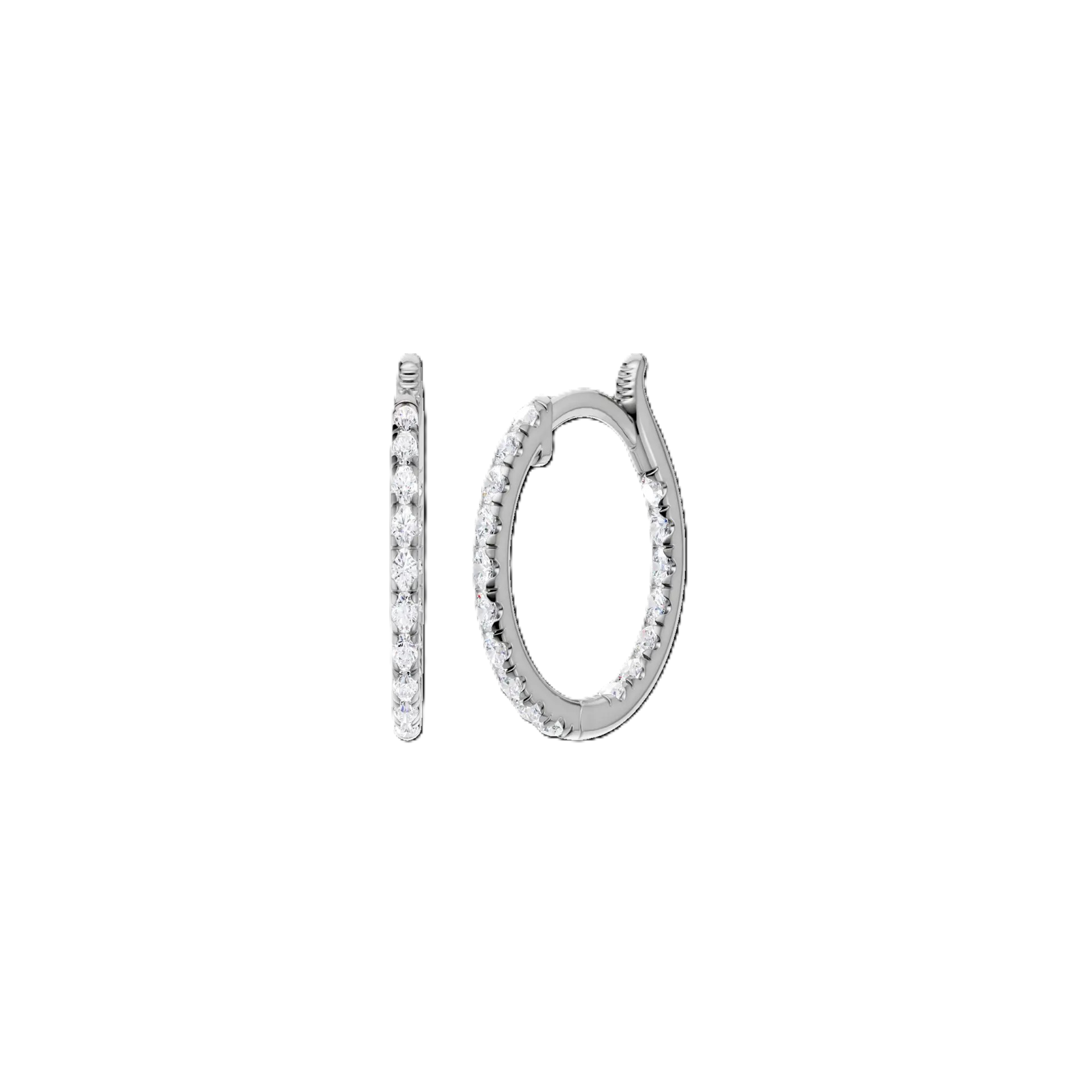 14K White Gold Lab Grown Diamond Hoop Earrings