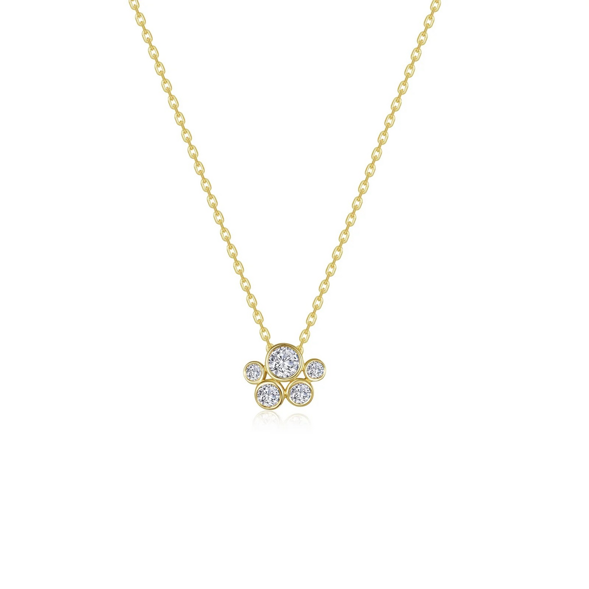 Sterling Silver Yellow Gold Plated CZ Cluster Pendant