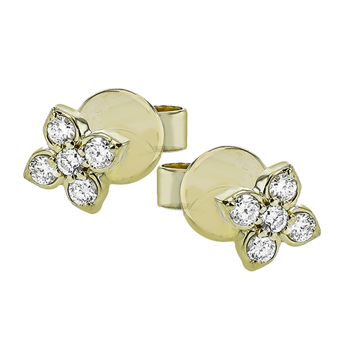 14K Yellow Gold Diamond Stud Earrings